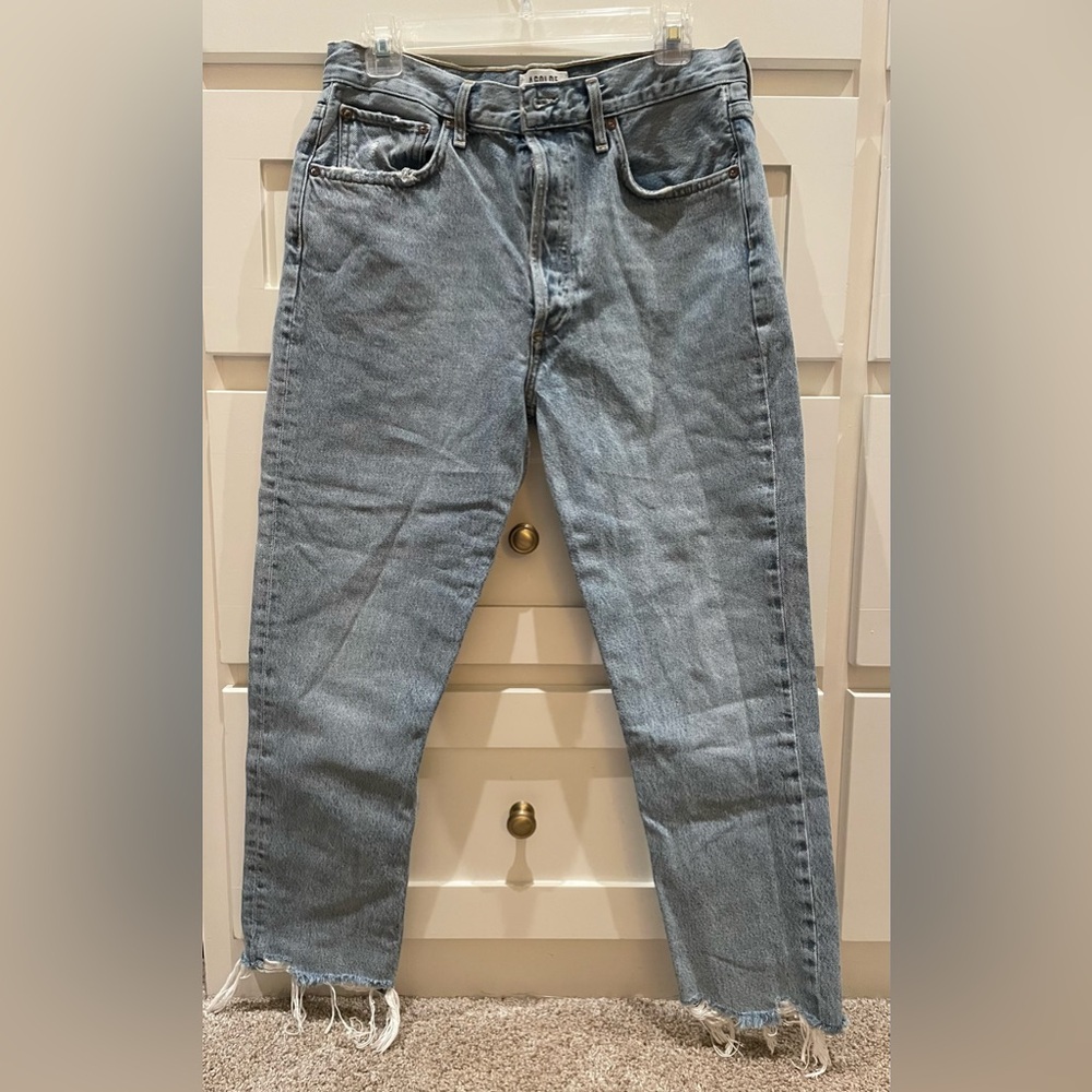 Agolde Light Wash Riley Crop Jeans